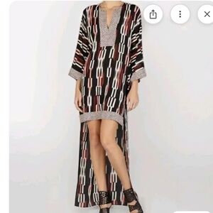 BCBGMaxAzria Black and Red Patterned Kaftan Dress